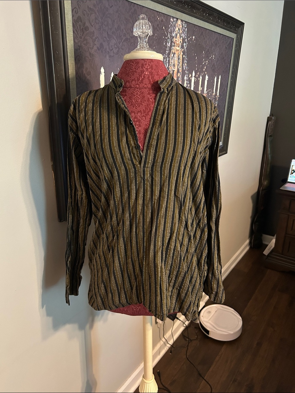 Women’s Striped Long-Sleeve Pullover Sweater - Olive/Black